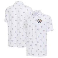 Men's Antigua White Pittsburgh Steelers Fireworks Polo