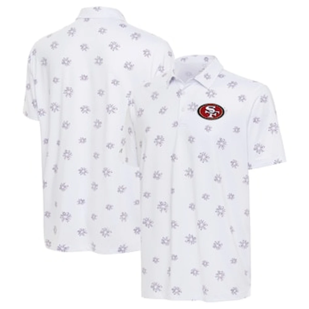 Men's Antigua White San Francisco 49ers Fireworks Polo