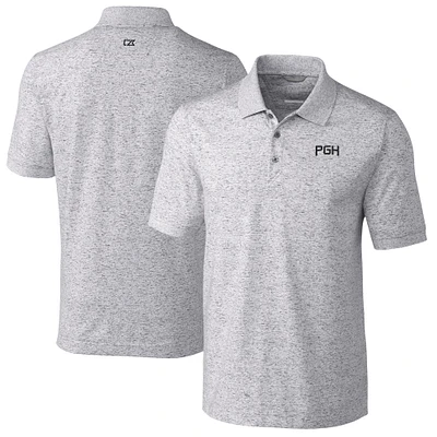 Men's Cutter & Buck Gray Pittsburgh Pirates City Connect Advantage Space Dye Tri-Blend Polo