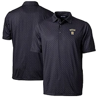 Men's Cutter & Buck  Black Texas Rangers City Connect Pike Double Dot Stretch Polo
