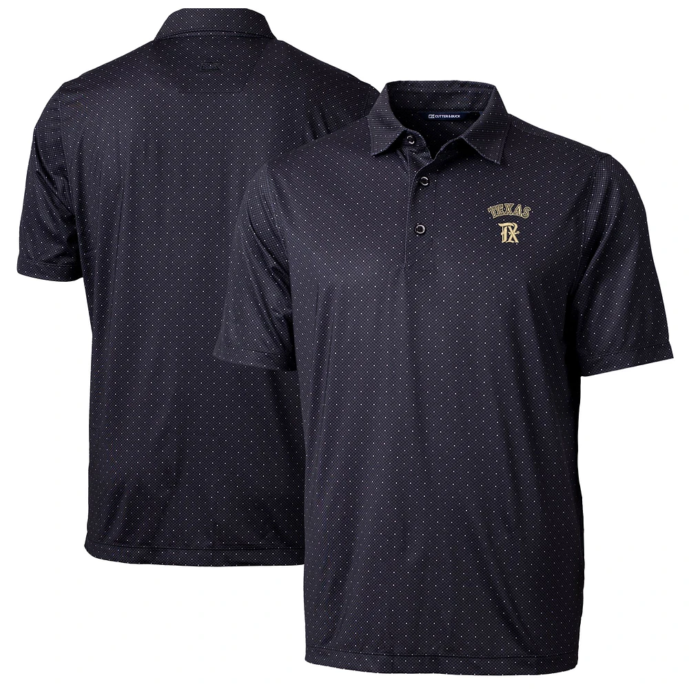 Men's Cutter & Buck Black Texas Rangers City Connect Pike Double Dot Stretch Polo