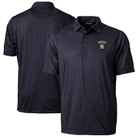 Men's Cutter & Buck  Black Texas Rangers City Connect Pike Double Dot Stretch Polo