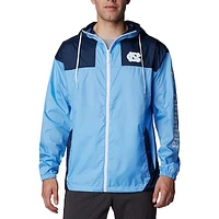 Men's Columbia Carolina Blue North Carolina Tar Heels Flash Challenger Omni-Shade Full-Zip Windbreaker Hoodie Jacket