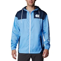 Men's Columbia Carolina Blue North Carolina Tar Heels Flash Challenger Omni-Shade Full-Zip Windbreaker Hoodie Jacket