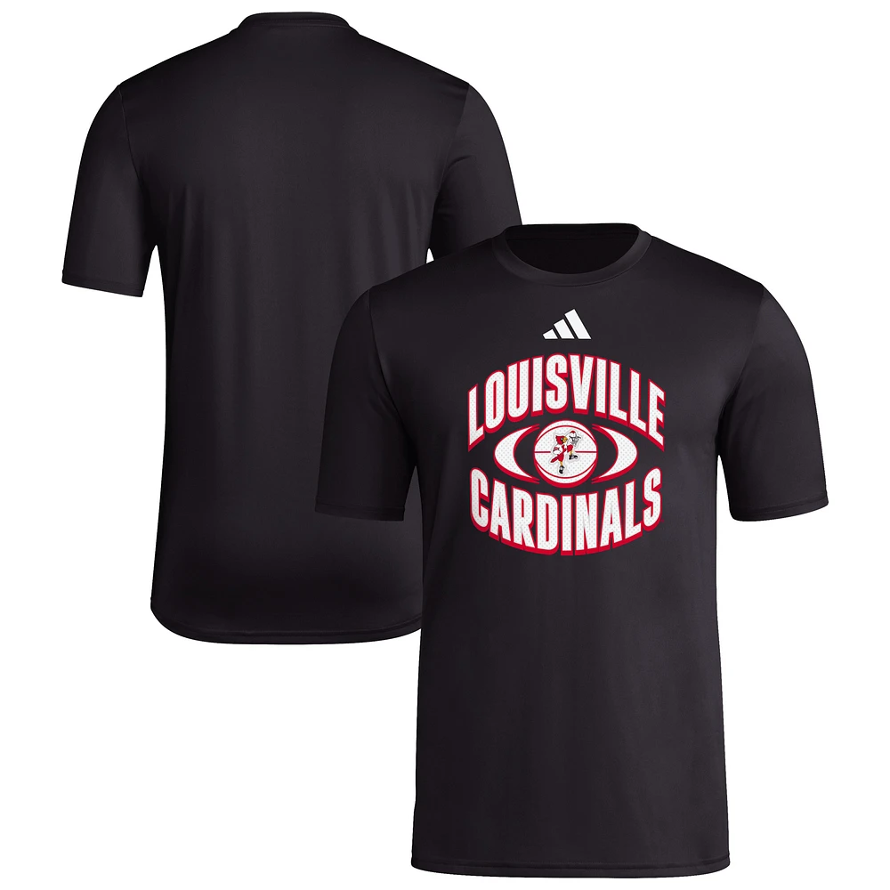 Men's adidas Black Louisville Cardinals Basketball On Court Orbit Pregame T-Shirt