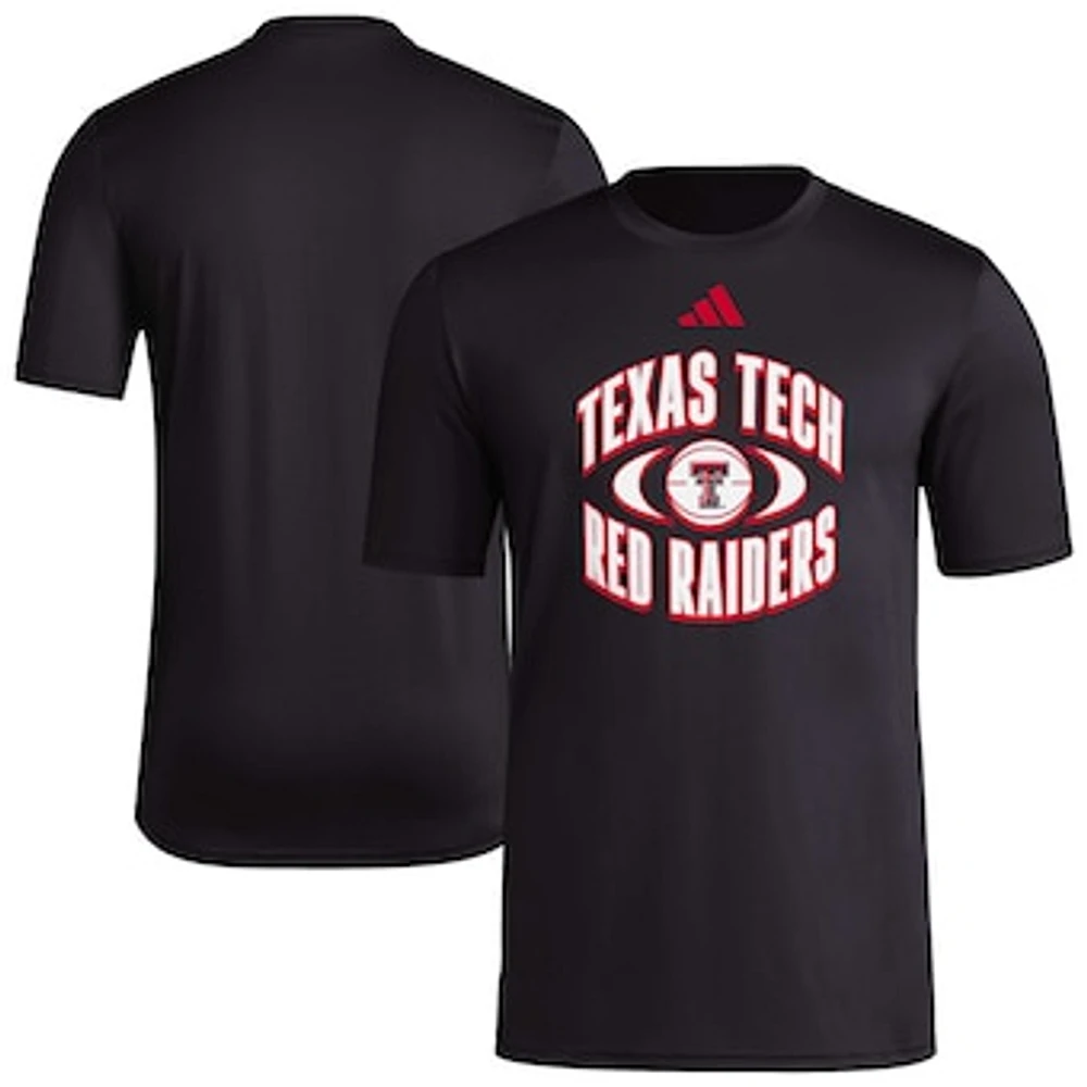 Men's adidas Black Texas Tech Red Raiders Basketball On Court Orbit Pregame T-Shirt