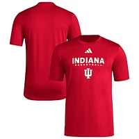 Men's adidas Crimson Indiana Hoosiers Locker On-Court The Fade Pregame AEROREADY T-Shirt