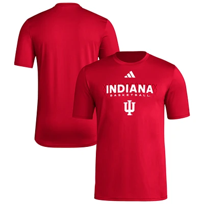 Men's adidas Crimson Indiana Hoosiers Locker On-Court The Fade Pregame AEROREADY T-Shirt