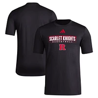 Men's adidas Black Rutgers Scarlet Knights Locker On-Court The Fade Pregame AEROREADY T-Shirt