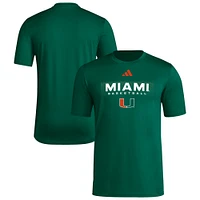 Men's adidas Green Miami Hurricanes Basketball Locker On-Court The Fade Pregame AEROREADY T-Shirt