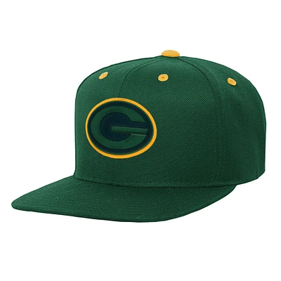 Youth Green Green Bay Packers Team Color Pop Flatbrim Snapback Hat