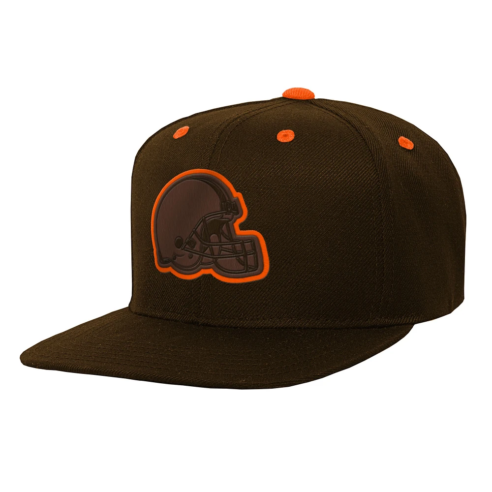 Youth Brown Cleveland Browns Team Color Pop Flatbrim Snapback Hat