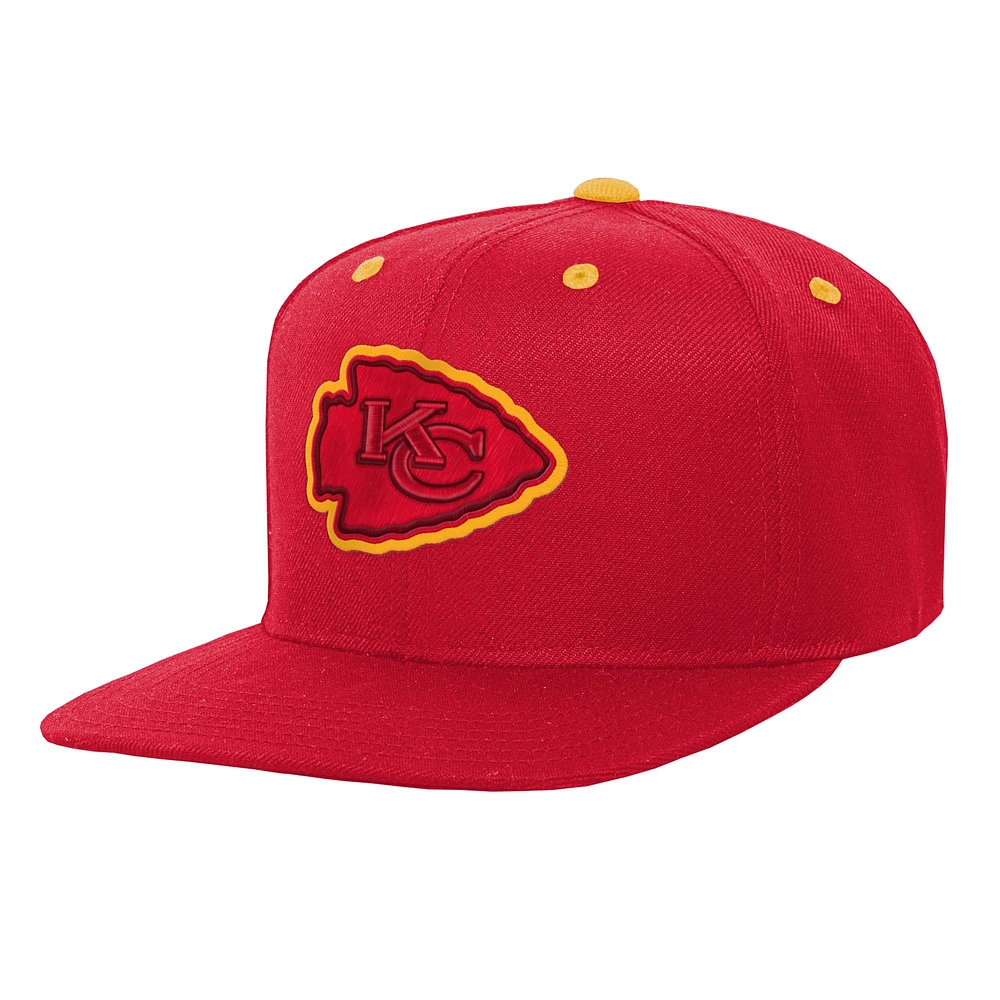 Youth Red Kansas City Chiefs Team Color Pop Flatbrim Snapback Hat