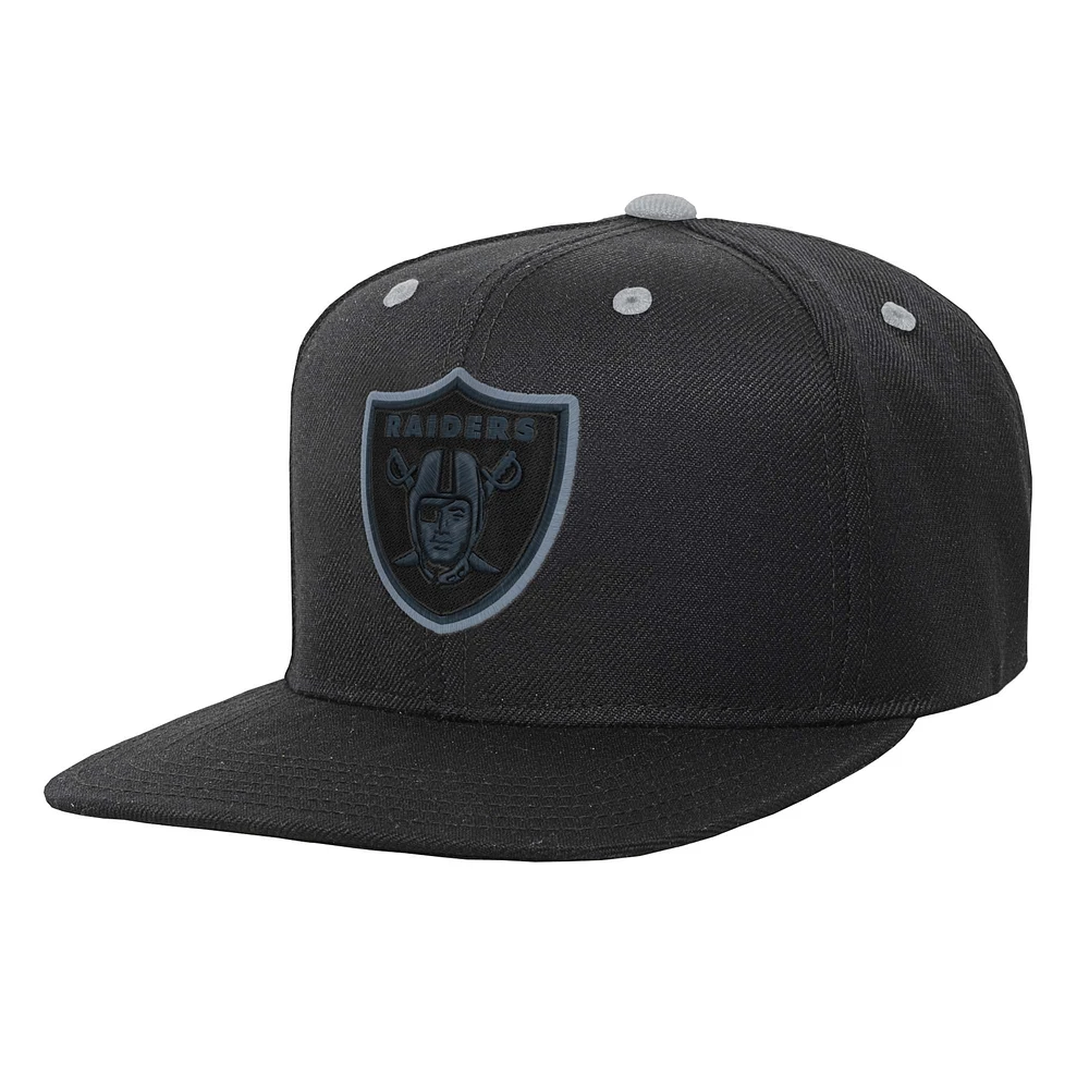 Youth Black Las Vegas Raiders Team Color Pop Flatbrim Snapback Hat