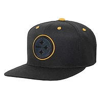 Youth Black Pittsburgh Steelers Team Color Pop Flatbrim Snapback Hat