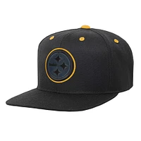 Youth Black Pittsburgh Steelers Team Color Pop Flatbrim Snapback Hat