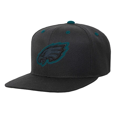 Youth Black Philadelphia Eagles Team Color Pop Flatbrim Snapback Hat