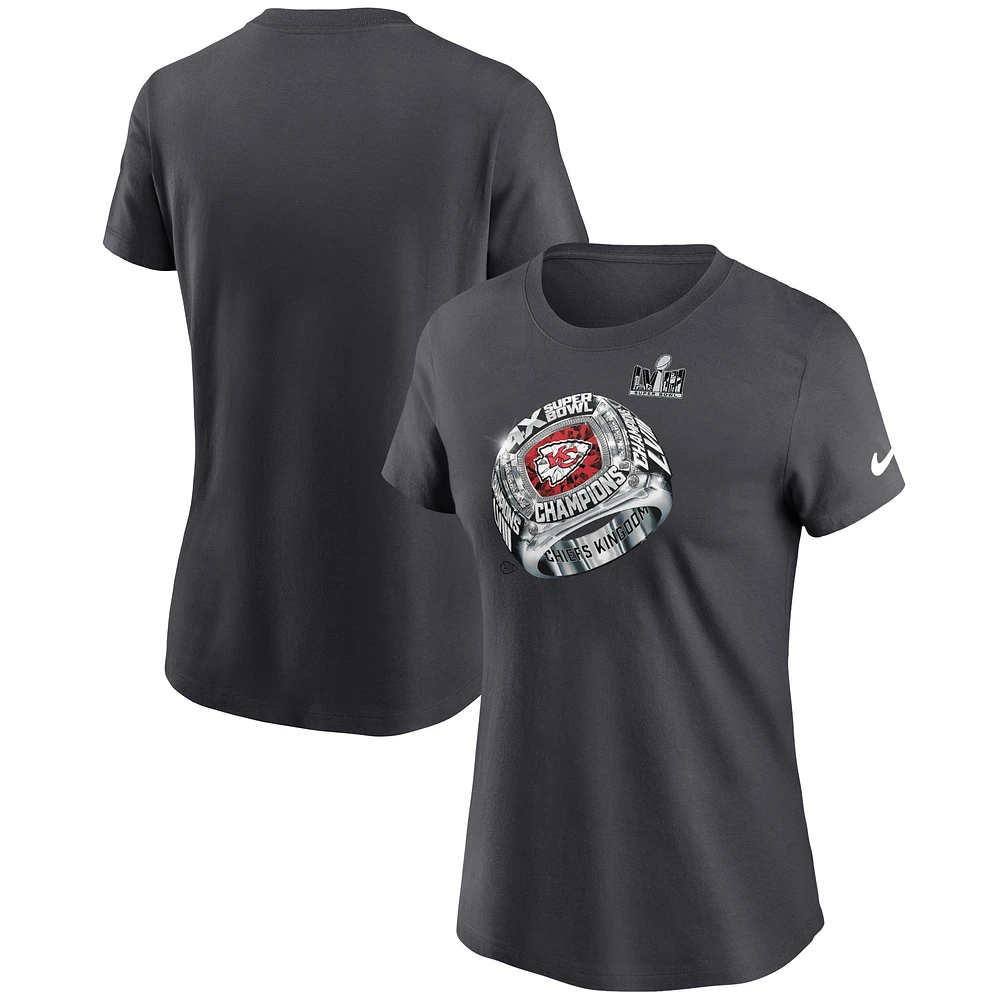 Women's Nike  Anthracite Kansas City Chiefs Four-Time Super Bowl Champions T-Shirt