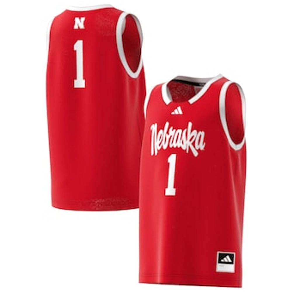 Youth adidas #1 Scarlet Nebraska Huskers Swingman Jersey