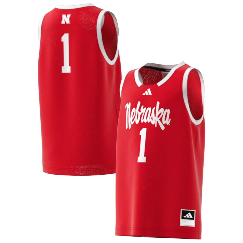 Youth adidas #1 Scarlet Nebraska Huskers Swingman Jersey