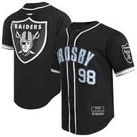 Men's Pro Standard Maxx Crosby Black Las Vegas Raiders Mesh Button-Up Baseball Jersey