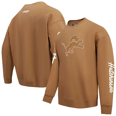 Men's Pro Standard Aidan Hutchinson Brown Detroit Lions Pullover Crewneck Sweatshirt