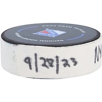 Erik Gustafsson New York Rangers Game-Used Goal Puck vs. New Jersey Devils on September 28, 2023