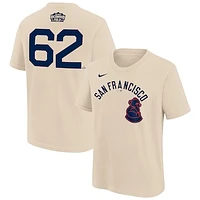 Youth Nike Logan Webb Cream San Francisco Giants 2024 Rickwood Classic Name & Number T-Shirt