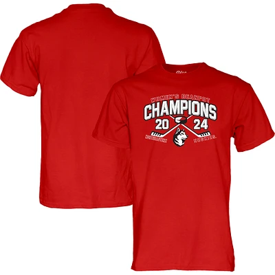 Unisex Blue 84  Red Northeastern Huskies 2024 Beanpot Women's Hockey Tournament Champions T-Shirt