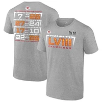 Men's Fanatics Gray Kansas City Chiefs Super Bowl LVIII Champions Score T-Shirt