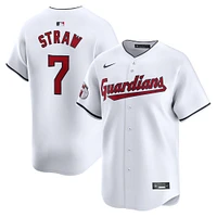 Men's Nike Myles Straw White Cleveland Guardians Home Limited Player Jersey