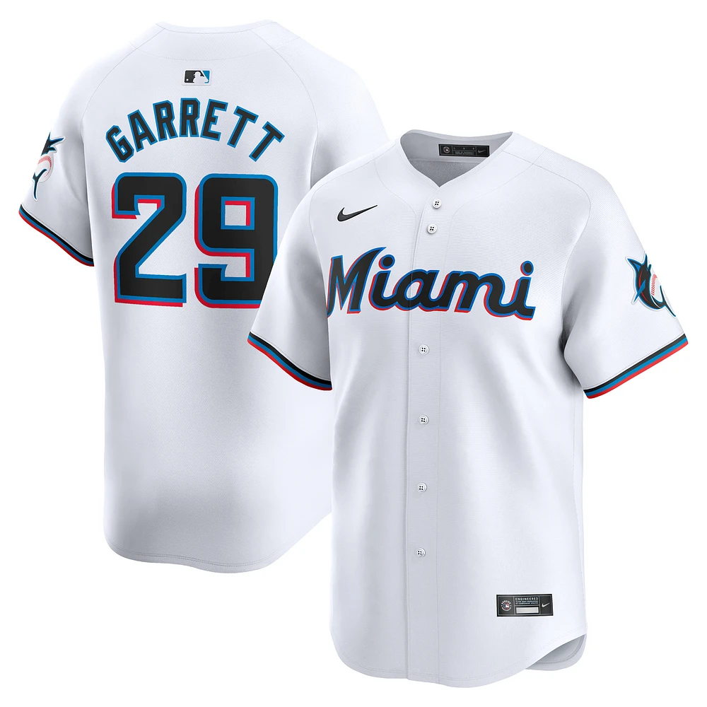 Men's Nike Braxton Garrett White Miami Marlins Home Limited Player Jersey