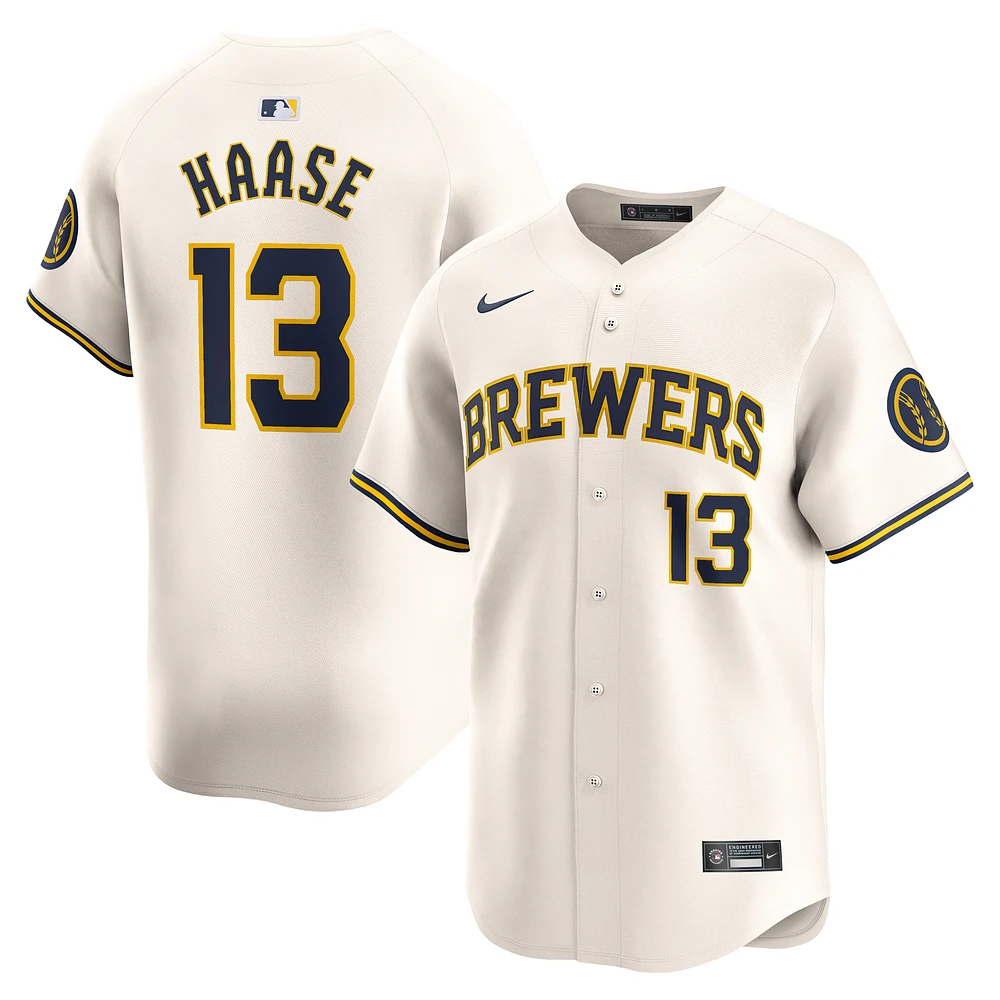 Men's Nike Eric Haase Cream Milwaukee Brewers Home Limited Player Jersey