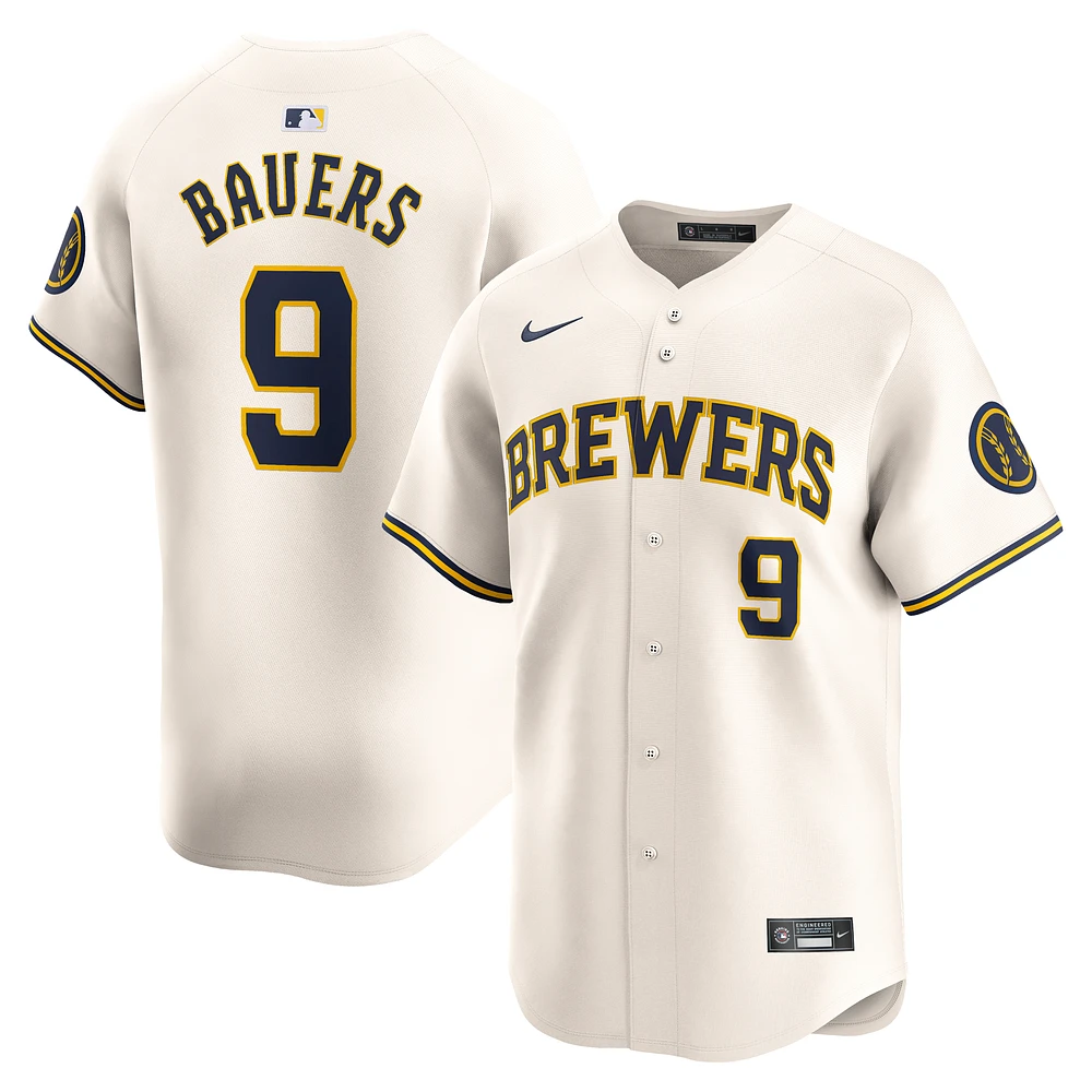 Men's Nike Jake Bauers Cream Milwaukee Brewers Home Limited Player Jersey