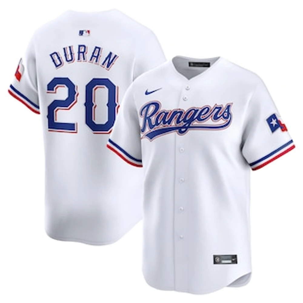 Men's Nike Ezequiel Duran White Texas Rangers Home Limited Player Jersey