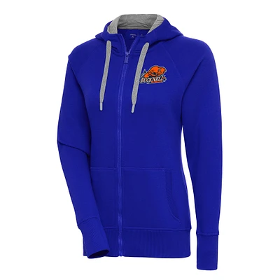 Women's Antigua Blue Bucknell Bison Victory Full-Zip Hoodie