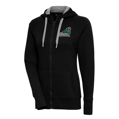 Women's Antigua Black Coastal Carolina Chanticleers Victory Full-Zip Hoodie