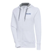 Women's Antigua White Emory Eagles Victory Full-Zip Hoodie