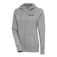 Women's Antigua Heather Gray Emory Eagles Victory Full-Zip Hoodie