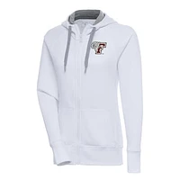 Women's Antigua White Fordham Rams Victory Full-Zip Hoodie