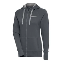 Women's Antigua Charcoal Emory Eagles Victory Full-Zip Hoodie