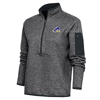 Women's Antigua Heather Charcoal Delaware Fightin' Blue Hens Fortune Half-Zip Pullover Top