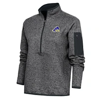 Women's Antigua Heather Charcoal Delaware Fightin' Blue Hens Fortune Half-Zip Pullover Top