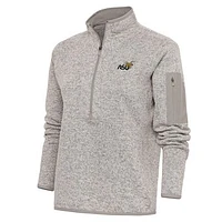 Women's Antigua Oatmeal Alabama State Hornets Fortune Half-Zip Pullover Top