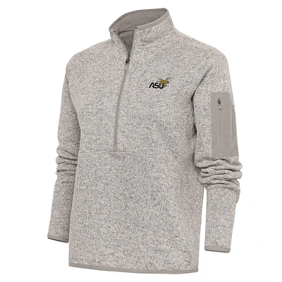 Women's Antigua Oatmeal Alabama State Hornets Fortune Half-Zip Pullover Top