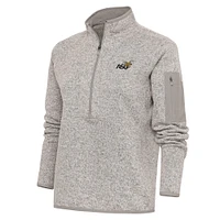 Women's Antigua Oatmeal Alabama State Hornets Fortune Half-Zip Pullover Top