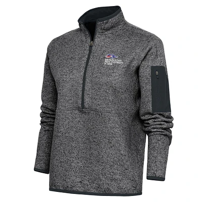 Women's Antigua Heather Charcoal MSU Denver Roadrunners Fortune Half-Zip Pullover Top