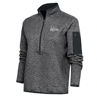 Women's Antigua Heather Charcoal MSU Denver Roadrunners Fortune Half-Zip Pullover Top