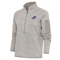 Women's Antigua Oatmeal Delaware Fightin' Blue Hens Fortune Half-Zip Pullover Top