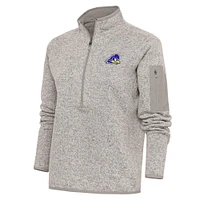 Women's Antigua Oatmeal Delaware Fightin' Blue Hens Fortune Half-Zip Pullover Top